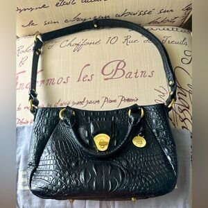 Pre loved leather Brahmin bag in black crocodile